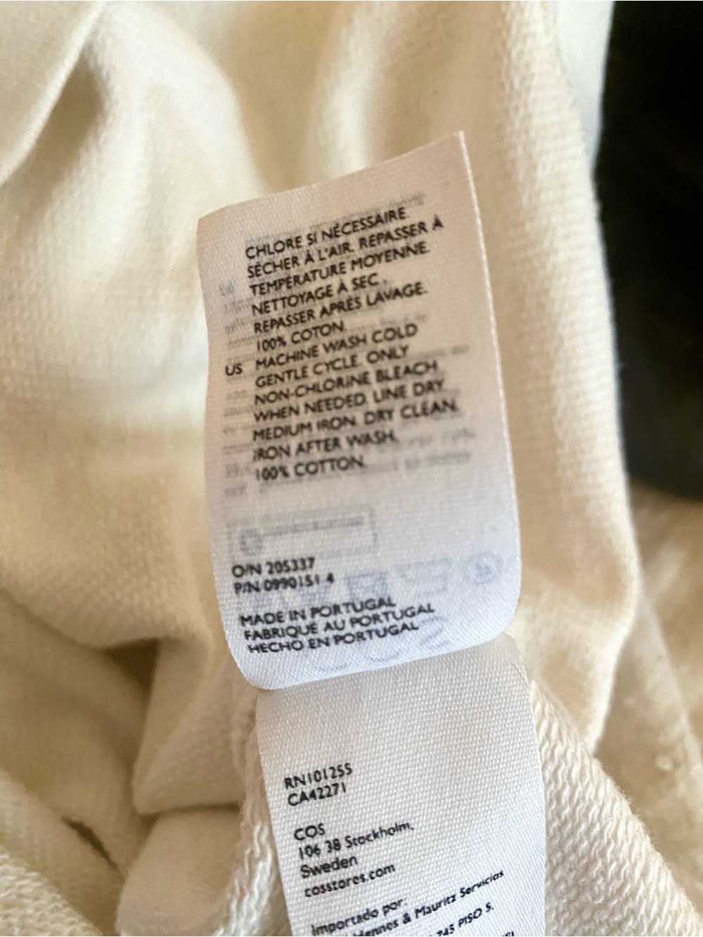 COS Cream French Terry Cotton Sleeveless Top Made in Portugal Medium - Picture 9 of 10